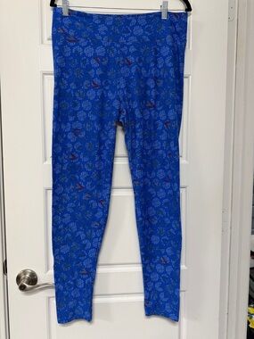 LuLaRoe Blue Floral Print Leggings